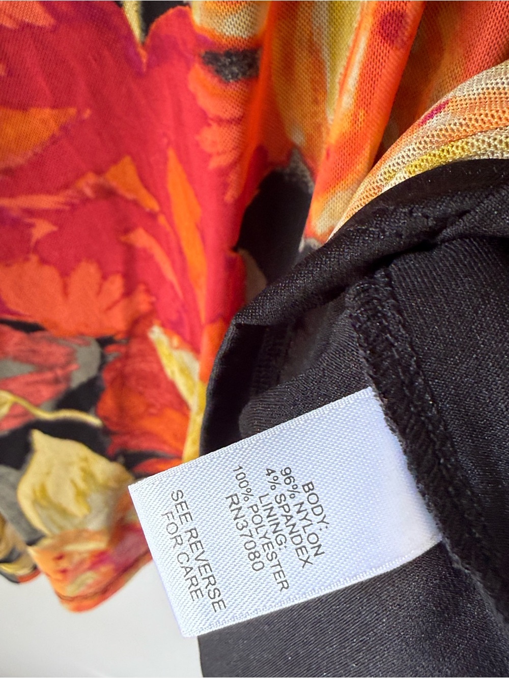 EST 1946 Women's Black Floral Tiered Sleeve Top - Red & Yellow Blooms - Picture 5 of 7